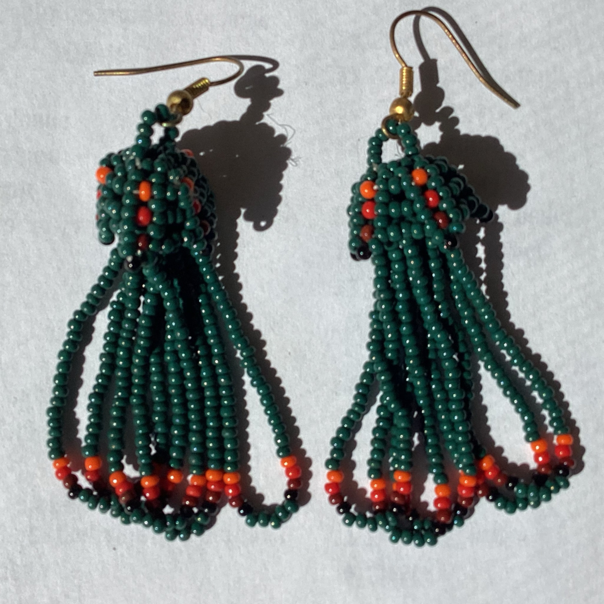 New Import Psychedelic Mushroom Huichol Of Mexico Dangle Earrings Tribal Art